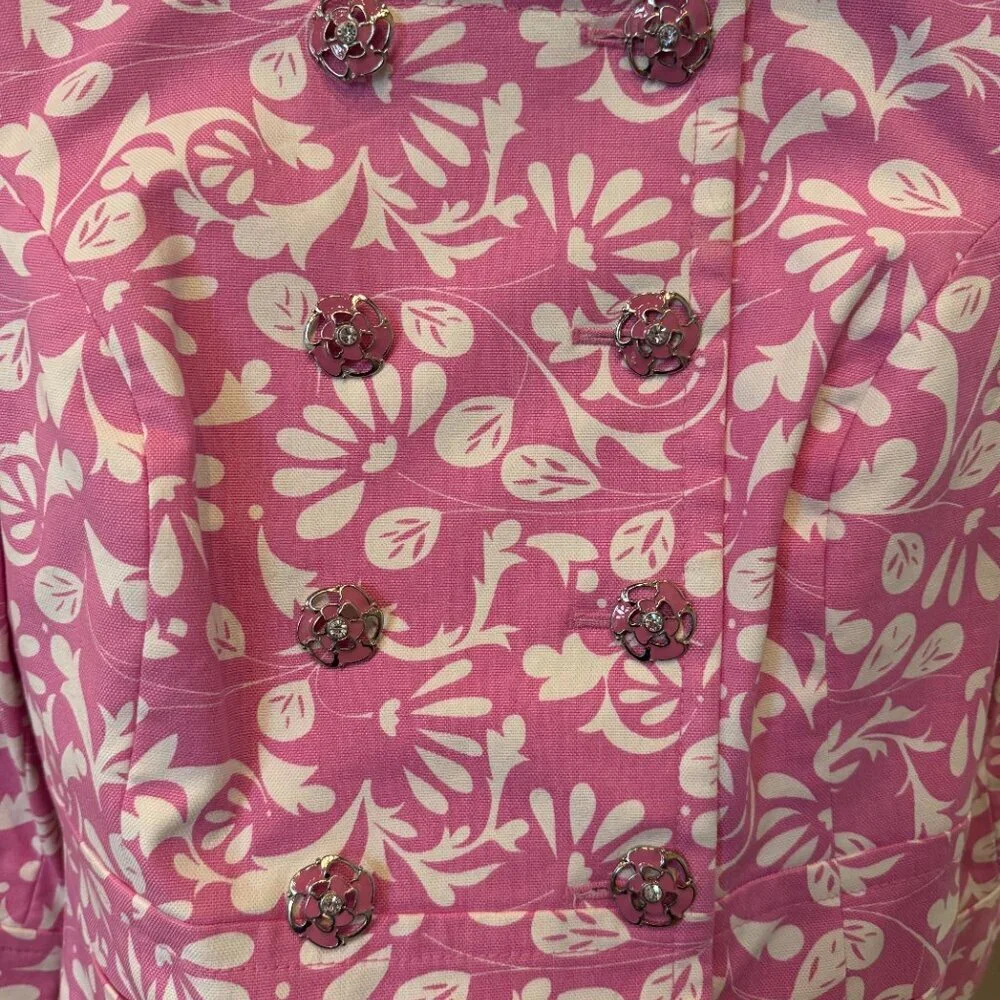 Ideology Pink and White floral cropped Blazer - Picture 3 of 3